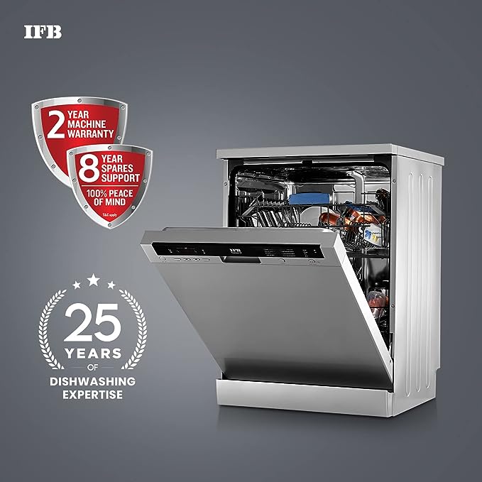 IFB 12 Place Settings Hot Water Wash Free Standing Dishwasher (Neptune VX, Dark Silver, In Built Heater with Hygienic Steam Drying, Perfect for Indian Utensils) IFB 12 Place Settings Hot Water Wash Free Standing Dishwasher (Neptune VX, Dark Silver, In Built Heater with Hygienic Steam Drying, Perfect for Indian Utensils)